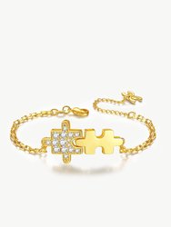 Gold Jigsaw Puzzle Zirconia Bracelet - Gold