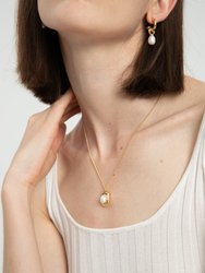 Gold Molten Pendant Pearl Necklace