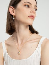 Gold Molten Pendant Pearl Necklace