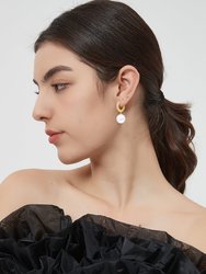Gold Pave Huggie Hoop Solitaire Pearl Drop Earrings