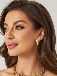 Gold Pearl Zirconia Multi-wear Earrings