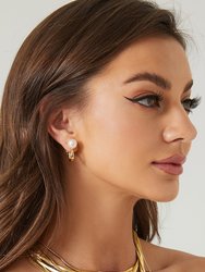 Gold Pearl Zirconia Multi-wear Earrings