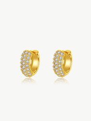 Gold Simple Diamond Huggie Hoop Earrings - Gold
