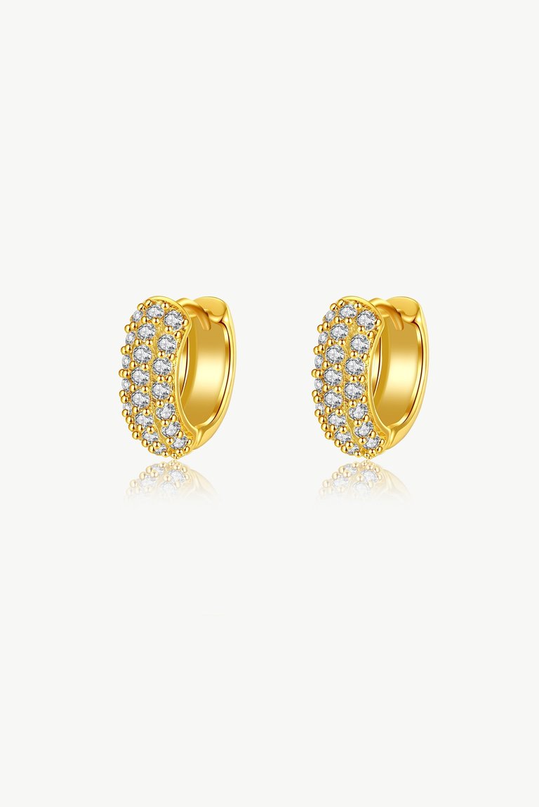 Gold Simple Diamond Huggie Hoop Earrings - Gold