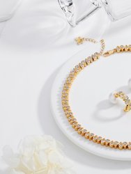 Gold Tear Shaped Zirconia Tennis Choker Necklace