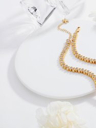 Gold Tear Shaped Zirconia Tennis Choker Necklace