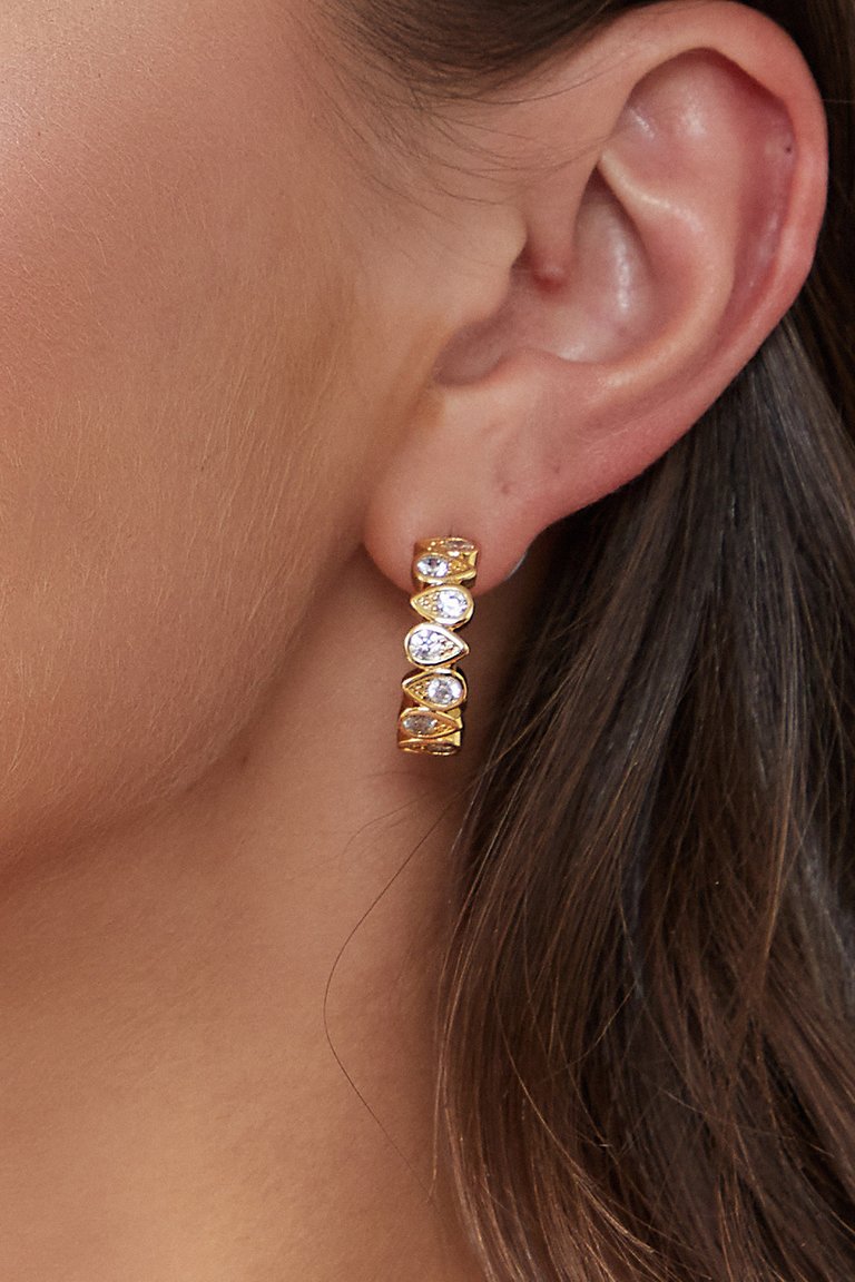 Gold Teardrop Zirconia Earrings