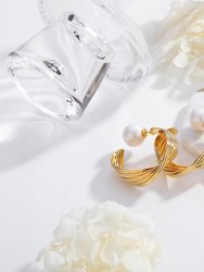 Gold Twisted Wave Hoop Earrings