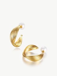 Gold Twisted Wave Hoop Earrings - Gold