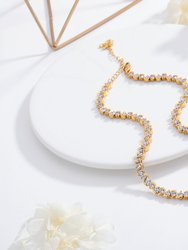 Gold Wave Zirconia Tennis Choker Necklace