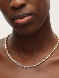 Gold Wave Zirconia Tennis Choker Necklace