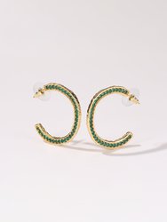 Gold Zirconia Molten C Hoop Earrings