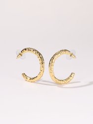 Gold Zirconia Molten C Hoop Earrings
