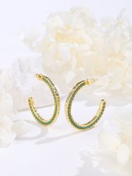 Gold Zirconia Molten C Hoop Earrings