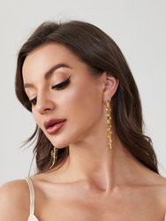 Golden Tassel Zirconia Earrings