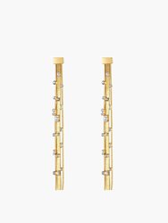 Golden Tassel Zirconia Earrings - Gold