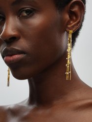 Golden Tassel Zirconia Earrings