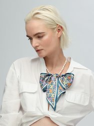 Mera Baroque Pearl Necklace & Silk Scarf Set-Blue