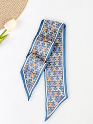 Mera Baroque Pearl Necklace & Silk Scarf Set-Blue