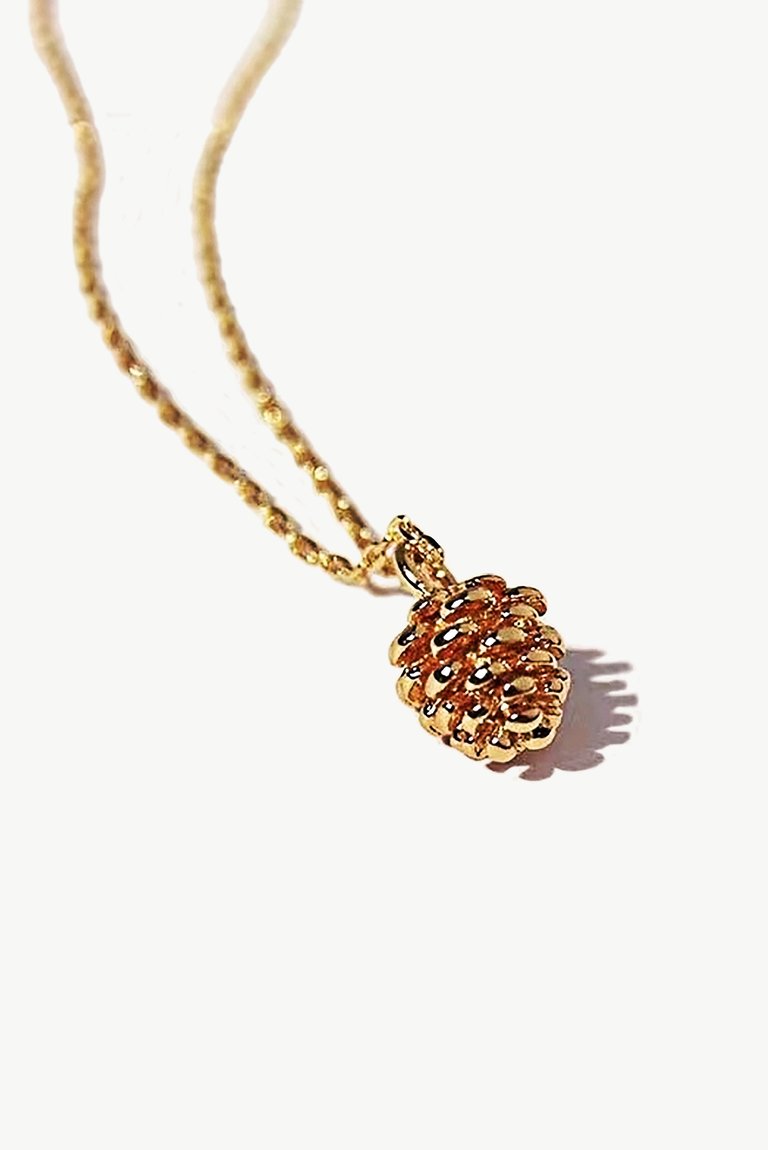 Pinecone Pendant Necklace - Gold