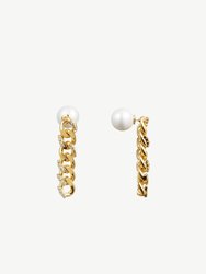 Rhinestone Gold Chain Earrings - Gold
