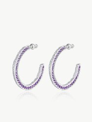 Silver Zirconia Molten C Hoop Earrings - Silver