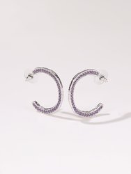 Silver Zirconia Molten C Hoop Earrings