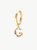 Single Gold Pavé Initial Charm Drop Huggie Hoop Earring - Gold