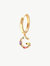 Single Gold Pavé Initial Charm Drop Huggie Hoop Earring - Gold