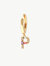 Single Gold Pavé Initial Charm Drop Huggie Hoop Earring - Gold