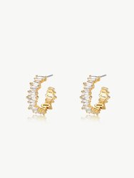 T Shape Zirconia Earrings - Gold