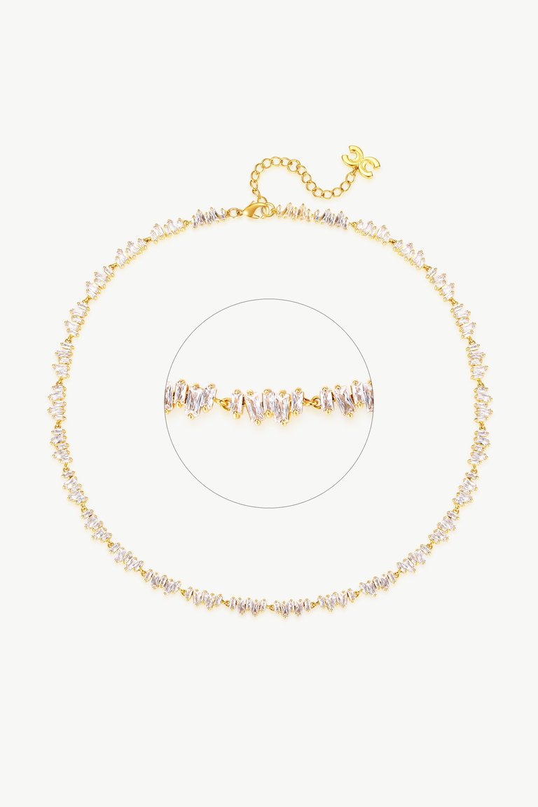 T Shape Zirconia Tennis Choker Necklace - Gold