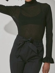 Melanie Semi-Sheer Mesh Bodysuit - Black