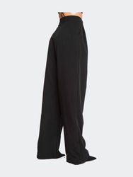 Black pleated wide-leg pants