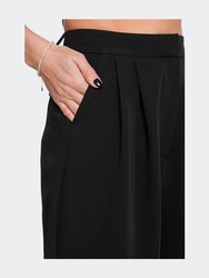 Black pleated wide-leg pants