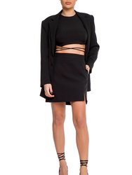 Black Twill Mini Skirt - Black