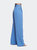 Blue Pleated Wide-Leg Pants