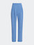 Blue Pleated Wide-Leg Pants