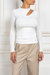Cut Out Long Sleeve Top - White
