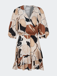 Dune Chiffon Frill Mini Wrap Dress - Brown