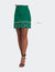 Linen Embroidered Mini Skirt - Green