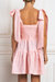 Linen Frill Tie Shoulder Mini Dress - Pink