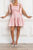 Linen Frill Tie Shoulder Mini Dress - Pink