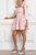 Linen Frill Tie Shoulder Mini Dress - Pink