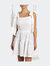 Linen Frill Tie Shoulder Mini Dress - White