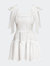 Linen Frill Tie Shoulder Mini Dress - White - White