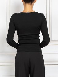 Long Sleeve Corset Top - Black