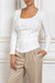 Long Sleeve Corset Top - White - White