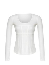 Long Sleeve Corset Top - White