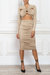 Nude Halter Neck Top and Ruched Skirt Set